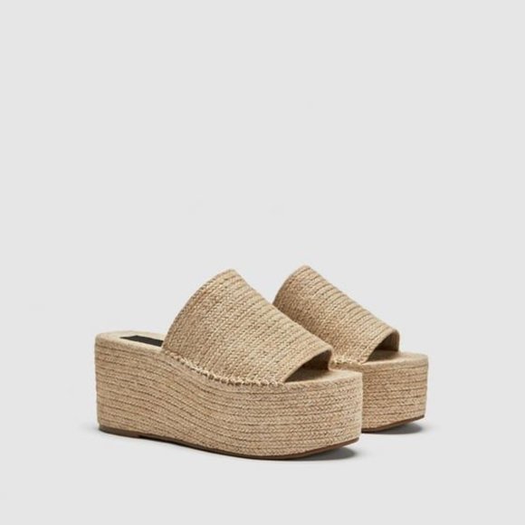 Zara Jute Platform Sandals, 40, size 9 - Picture 2 of 5
